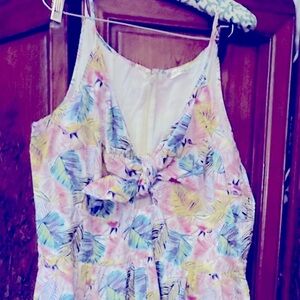 EShakti NWOT Hummingbirds Cotton Maxi Dress 18w pink blue yellow, pockets, lined